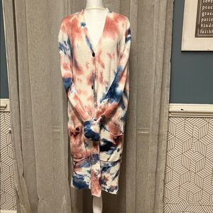 True Craft Tie-Dye Cardigan in Pink and Blue